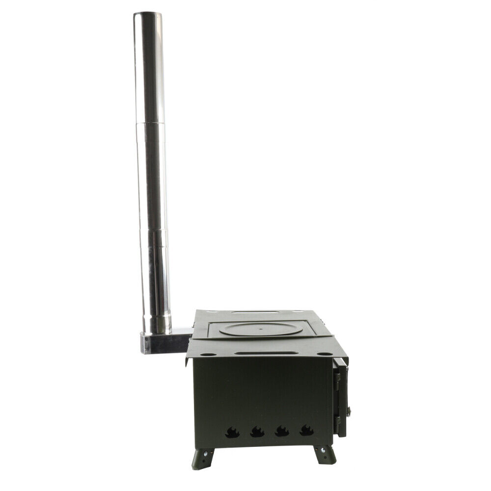 Buy Outdoor Wood Stove Carbon Steel Portable w/ Pipe For Vented Tent Camping Cooking Online at