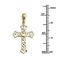 thumbnail image 3 of Wellingsale 14K Two 2 Tone White and Yellow Gold Polished Religious Christian Open Greek Key Cross Charm Pendant with Heart Accents, 3 of 5