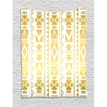 Gold And White Tapestry Abstract Ombre Design Chevron Design