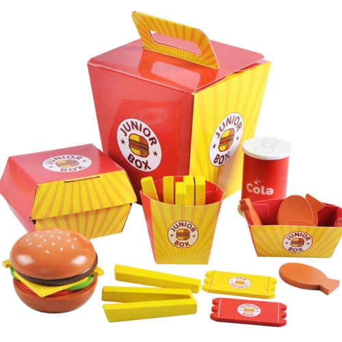 Simulation Hamburger French Fries Pretend Play Assembled Food Education Kids Toy 