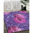 thumbnail image 2 of Ahgly Company Indoor Round Patterned Dark Magenta Purple Area Rugs, 4' Round, 2 of 6