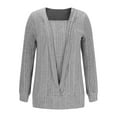 thumbnail image 6 of ZHYou Women's Cross Wrap V-Neck Long Sleeve Ribbed Knit Tops Slim Fit Soft Stretch Casual Knit Sweaters Blouses,Gray,Size L, 6 of 9
