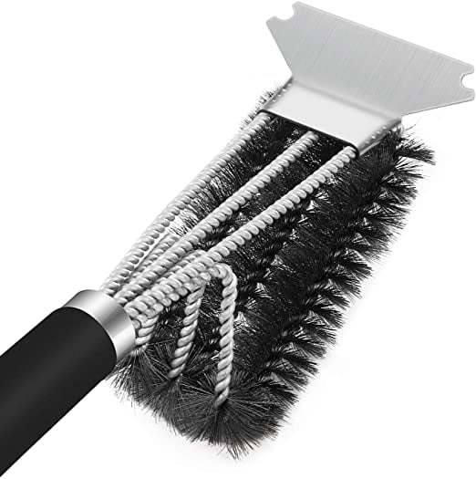 BBQ CHOICE 18" 2-in-1 Hardwood/Stainless Steel Barbecue Grill Brush and Scraper 