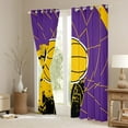 thumbnail image 3 of Feelyou Boys Cartoon Basketball Blackout Curtains Set of 2 (52x84 Each), Purple Yellow Stripes Geometric Window Curtains, Modern Ball Game Curtains and Drapes, Curtains and Drapes Home Decor, 3 of 6