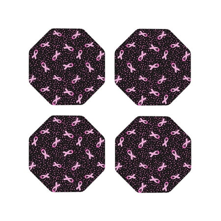 

Tideii Breast Cancer Awareness3 for Leather Coasters 4 Pieces Anti-fouling and Anti-scalding Decorative Coasters Suitable for Restaurants Kitchens Coffee Shops-Octagon