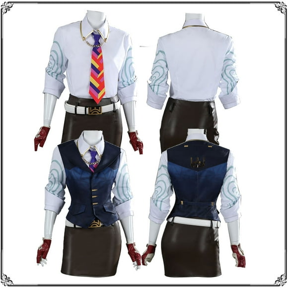 Disfraz de fantasía para mujer, uniforme, camisa, chaleco, falda, juego de cosplay de cámara para adultos, Valorant