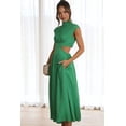 thumbnail image 3 of Women's Cutout Mock Neck Sleeveless Ruched Dress with Sheer Panels 95% polyester 5% spandex for a Flattering Fit, 3 of 20