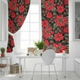 thumbnail image 4 of Hokiten Christmas Poinsettia Blackout Curtains | Light Blocking Print Window Curtains, Xmas Floral Botanical Red Black Thermal Insulated Window Drapes for Living Room Kitchen (2 Panels, 104"W x 63"L), 4 of 7