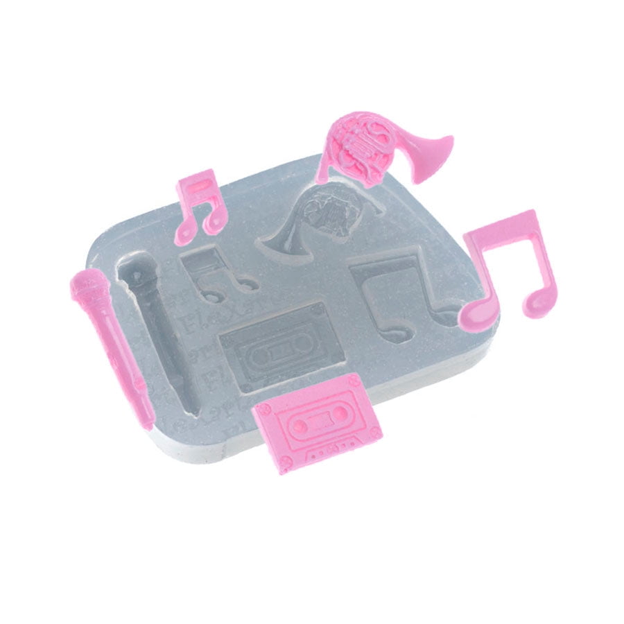 MINFEIDMS Music Note Fondant Mold Set – 4-Piece Silicone Molds For Piano, Saxophone, Notes (Cake Decorating, Chocolate)