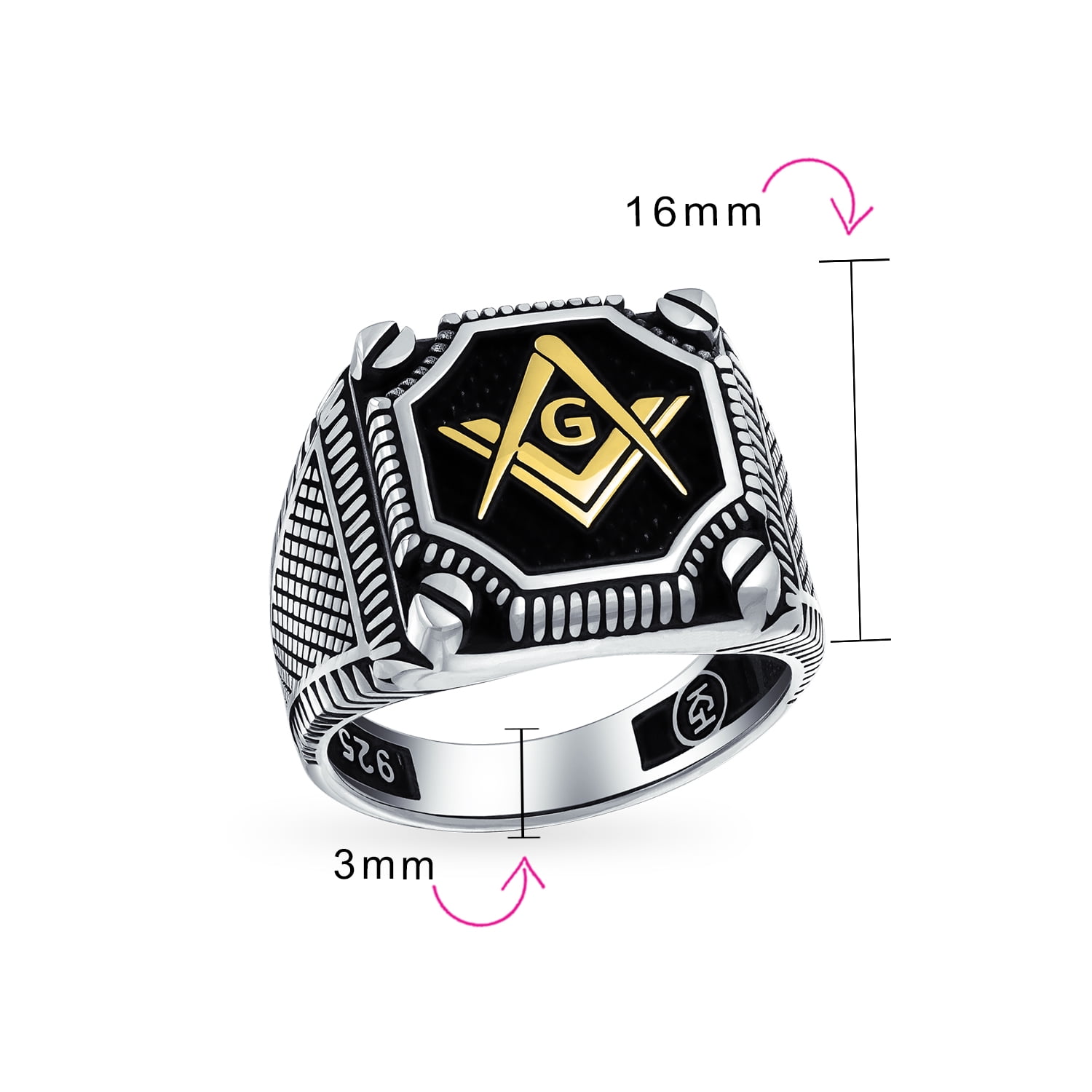 Solid Gold Freemason Band Ring Handcraft Mens Womens 