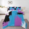 thumbnail image 3 of Homewish Blue Purple Abstract Queen Comforter Set, Retro Watercolor Abstract Bedding Sets, Oil Printing Art Reversible Bedding Comforter Set, Microfiber Bedroom Decor, 3-Piece, 3 of 8