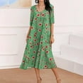 thumbnail image 2 of Fridja Robe Imprimée Ligne A pour Femmes, Col en V, Manches Courtes, 2 of 6