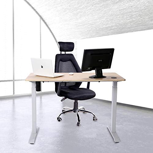 UNICOO® Electric Height Adjustable Standing Desk, Electric Standing Workstation, Sit Stand Desk Home Office Desk,Gaming Desk, Motorized Desk Whole-Piece Desk Board 48 * 24 in (KT1001-LW)