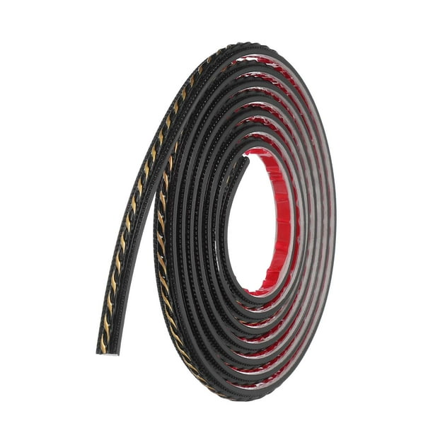 Uxcell 3.3Ft x 0.47" Moldura Autoadhesiva para Paredes, Moldura de Espejo Flexible, Tira de Paneles de Pared Autoadhesiva para Bordes de Papel Tapiz para Suelos y Paredes, Negro/Dorado