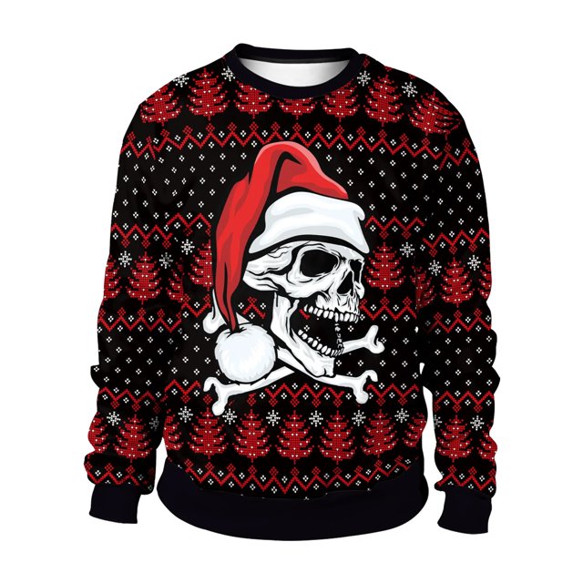 Sudadera de calavera de Papá Noel para hombres y mujeres, jersey de cuello redondo, Top de gran tamaño, estampado 3D, ropa de calle Hip Hop, ropa de Halloween y Navidad