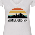 thumbnail image 4 of Inktastic Minneapolis Minnesota Skyline Retro Sunset Women's V-Neck T-Shirt, 4 of 5