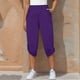 thumbnail image 2 of Pantalones cortos informales de cintura elástica para mujer, de algodón y lino, para el verano., 2 of 6