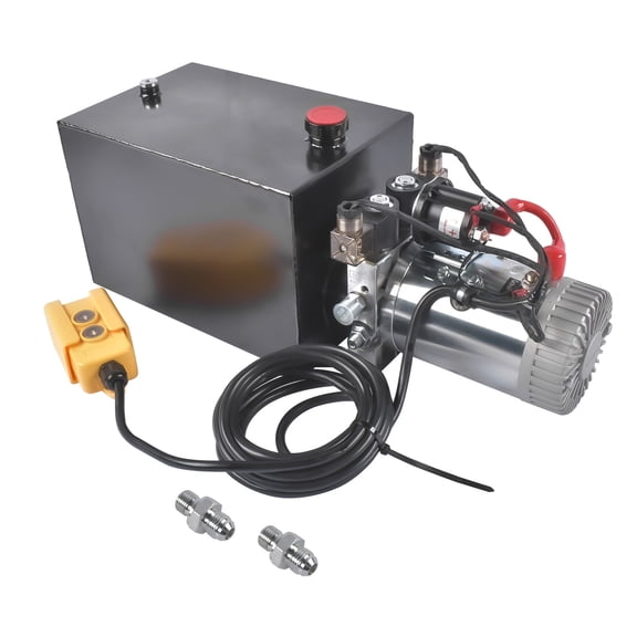 Mustrod Double Acting 12V 12 Quart Hydraulic Pump Power Unit for Dump Trailer Lift 3200 PSI SAE#6 Port