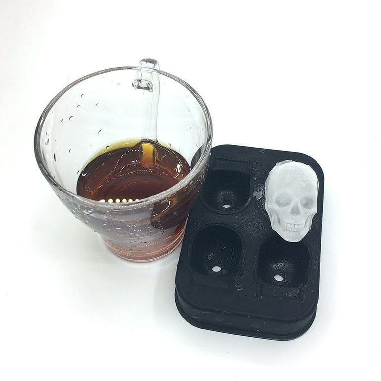 Skull mold DIY 3D Easy Release Silicone Ice Mold 4 Skulls，for  Christmas，Halloween Decor， Whiskey, Cocktails,Gift for Dad - AliExpress