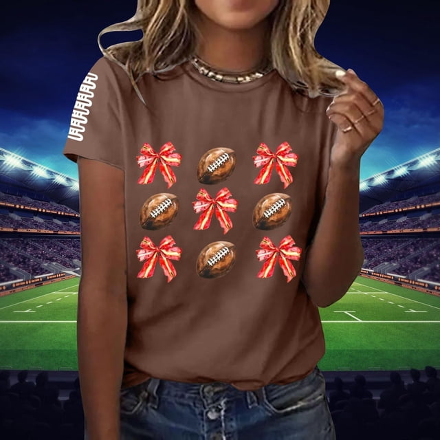 Puntoco Camiseta de cuello redondo y manga corta con estampado informal para mujer