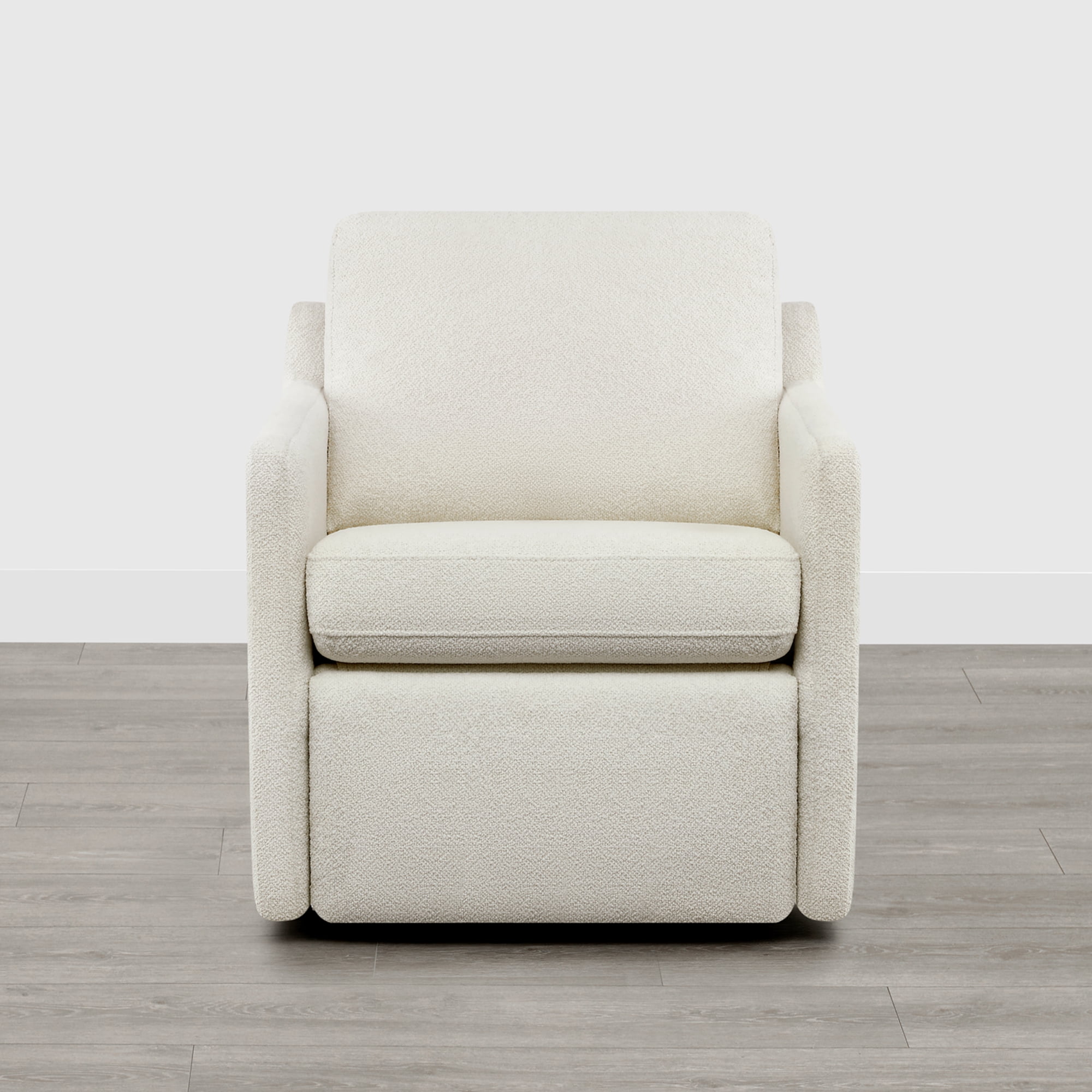 Spruce & Spring 270-Degree Swivel Accent Chair with Power Footrest & Charging Ports, Cream