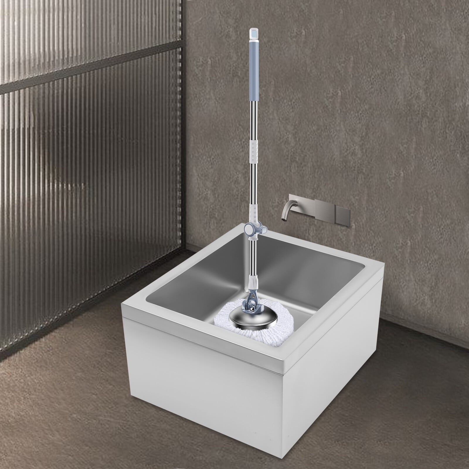 Stainless Steel Floor Mop Sink, 22 * 19 * 12in Commercial Utility Floor Mount Mop Basin Free Standing Utility Sink for Restaurant Kitchen Garage Basement Bathroom (No Backsplash)