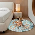 thumbnail image 2 of Round Rugs 6Ft, Brown Octopus Coastal Round Area Rug Washable Indoor Throw Carpet, Nautical Summer Beach Ocean Botanical Soft Non Slip Circle Rug for Office Cabinet Home Decor Aesthetic, 2 of 8