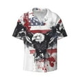 thumbnail image 2 of Lafuoo American Flag Eagle Art Pattern Men's Cuban Collar Short Sleeve Shirt, Button-Down Resort Beach Pocket Shirt-Medium, 2 of 7