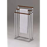 Horse Wood Rack - Kings Brand Chrome Metal Walnut Finish Wood Towel Rack Stand
