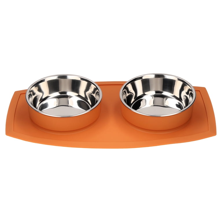 Vibrant Life Double Pet Bowls, 1.98 Cups Each, Orange photo 1