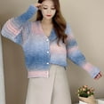 thumbnail image 2 of Fesfesfes Sweater Jacket for Women Casual Long Sleeve Button Tie-dyed Short Sweater Ladies Outwear, 2 of 6