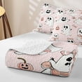thumbnail image 4 of Homewish Girly Cute Halloween Ghost Quilt Full,Pink Bow Print Full Bedspread Sets,3-Piece, 4 of 7