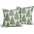 thumbnail image 2 of Forest Green Christmas Pillow Covers 20x20 Set of 2 Xmas Tree Star Rustic Holiday Print Decorative Outdoor Pillowcases Farmhouse Vintage Winter Decorations Throw Cushion Case Decor for Couch Sofa Bed, 2 of 6