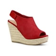 thumbnail image 1 of BLISSFUL STEP Sandales Espadrilles à Talons Hauts à Bout Ouvert pour Femmes Rouge 10, 1 of 6