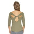 thumbnail image 3 of Expert Brand USA-Made Women's MoCA Cotton Blend 3/4 Sleeve Shirt, Olive, Medium, 3 of 5