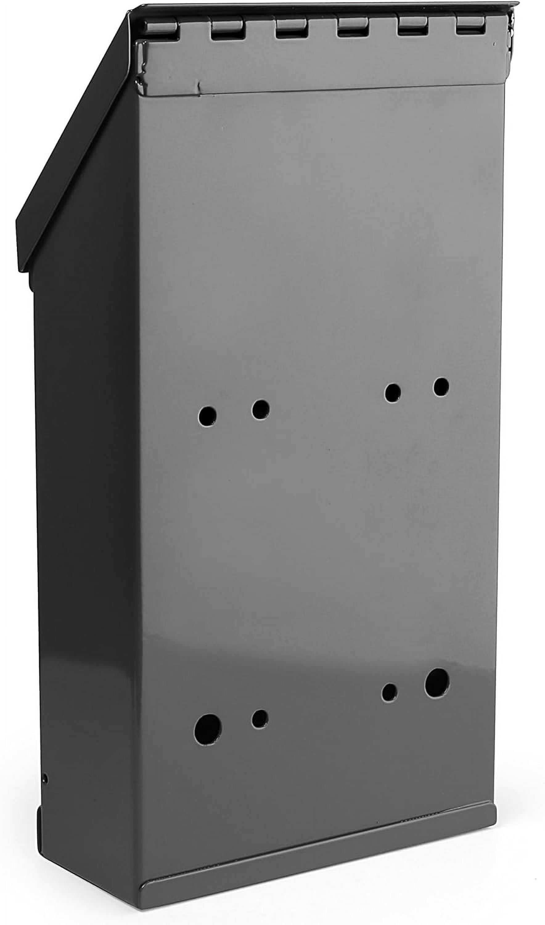 Metal Donation Box Charity Steel Collection Box Office Suggestion Box Secure Box With Top Slot and Lock with Keys Wall Mount with pre drilled holes 10x6x2.5" waterproof mailbox for Home OfficeGray