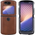 thumbnail image 3 of Compatible with Motorola Razr 5G (Razr 2nd Gen) 2020 Case, PU Leather Back Cover + Hard PC Protective Shell Slim Phone Case for Moto Razr 5G, Brown, 3 of 7