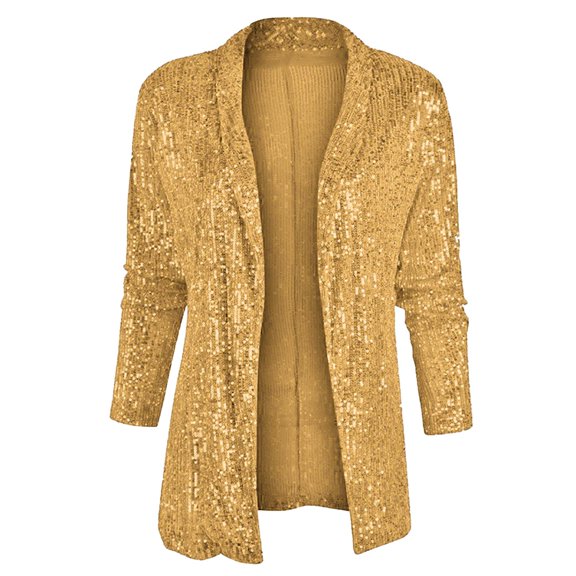 Vedolay Suit Jackets for Women Business Casual Blazer with Lined Work Suit Jacket with Pockets,Gold XL