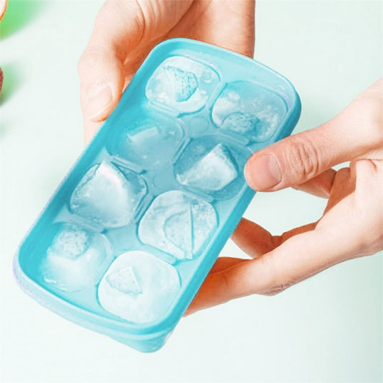 Ice Cube Tray with Lid - 2 Pack Large Silicone Ice Tray Molds for Freezer,  BPA Free, Big Square Ice Cube for Whiskey, Cocktails, Baby Food, Juices
