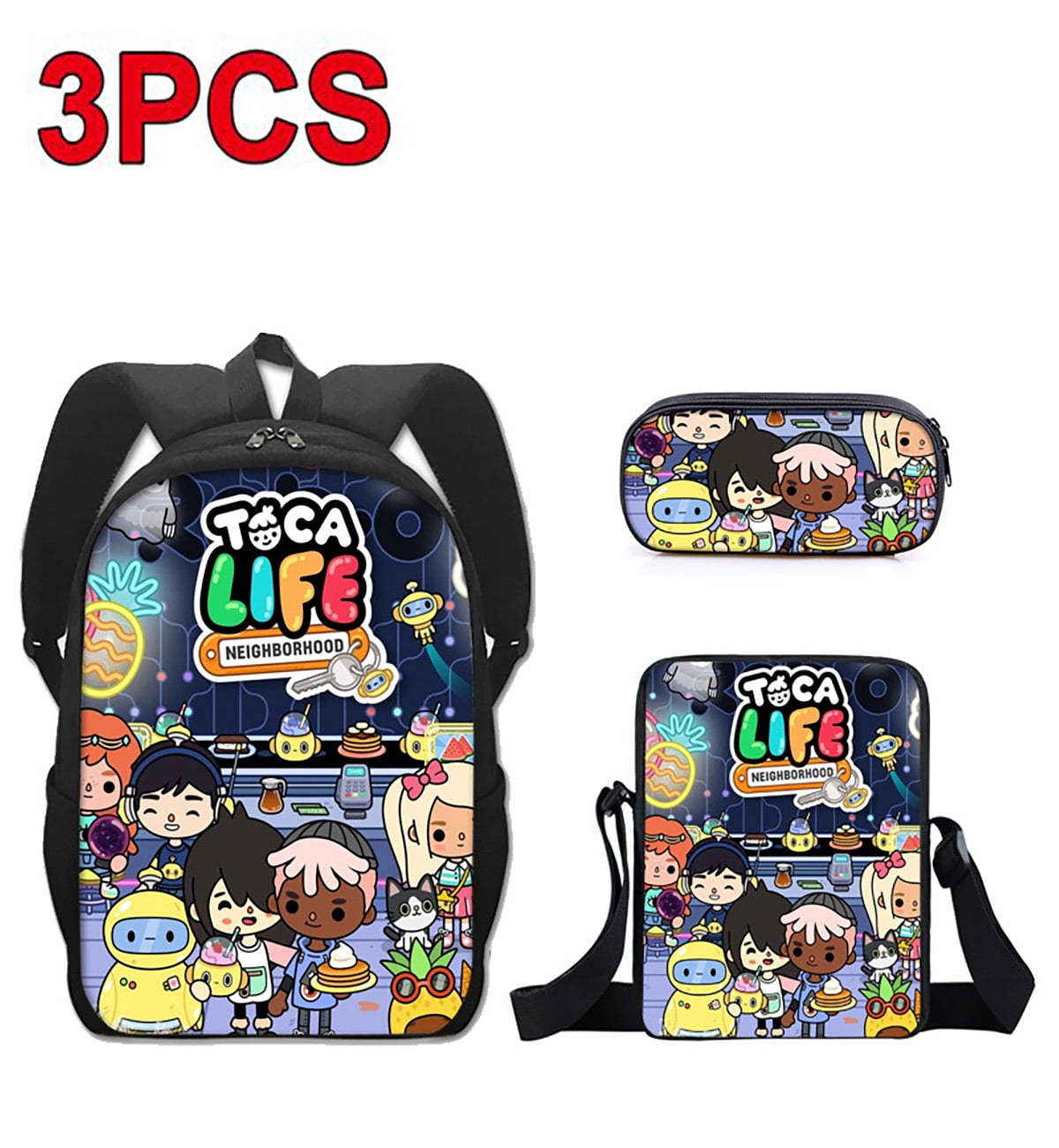 OLOEY 3PACK Toca Boca School Bags for Girls & Boys Primary & Middle