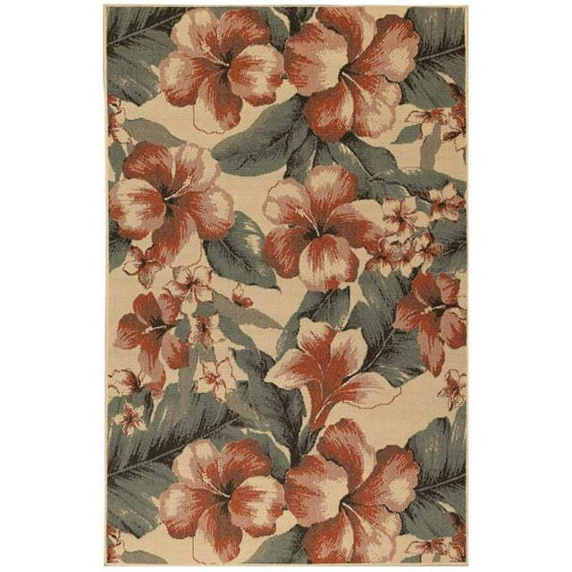 Trans-Ocean Importe RVI69764912 6 Pi 6 Po x 9 Pi 3 Po Liora Manne Riviera Tropical Flower Indoor & Outdoor Tapis Wilton Tissé - Crème
