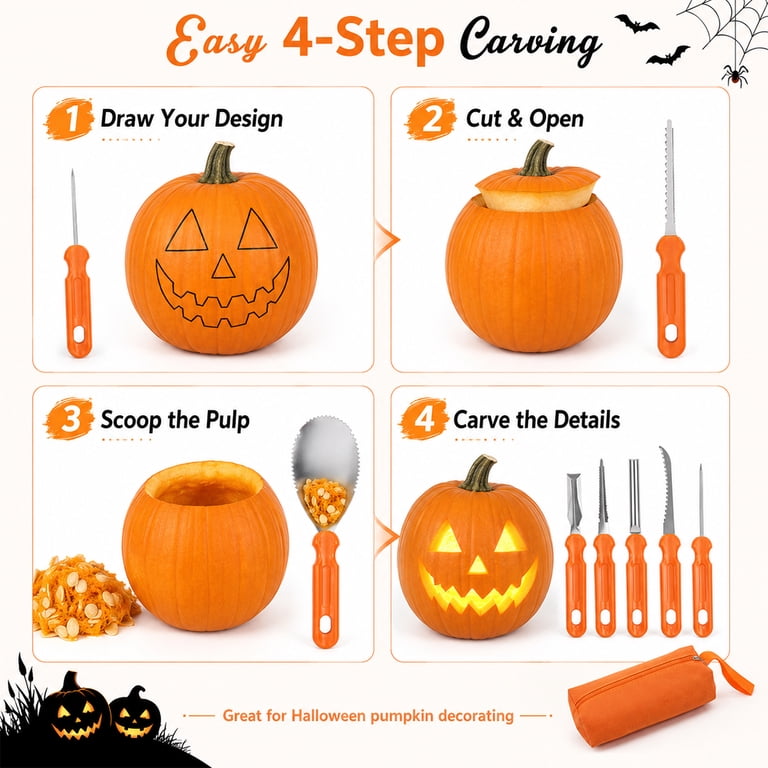 Halloween Pumpkin Carving Kit Heavy Duty Stainless Steel Pumpkin
