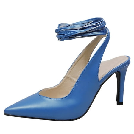 

Jikolililili Fashion Women s High Heels Breathable Lace-Up Casual Pointed Toe Sandals Women Shoes Christmas 2022 Deals Clearance