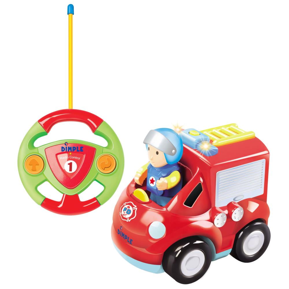 R/C Fire Engine for Kids and Toddlers with Sound and Lights by Dimple Cartoon Remote Control 