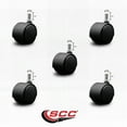 thumbnail image 2 of 2 Inch Chair Casters Nylon Hooded Twin Wheel 7/16” Grip Ring Stem Set of 5 SCC, 2 of 2