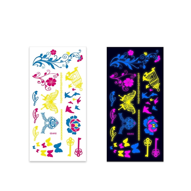 Iumwxz Fluorescent Flower Arm Stickers Face Stickers Feather Arm Stickers