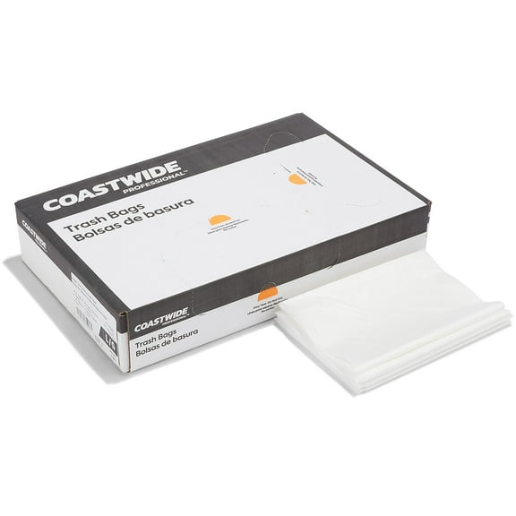 Staples Coastwide Professional 40-45 Gallon Trash Bag 40" x 46" Low Density 1 mil Clear 100 Bags/Box