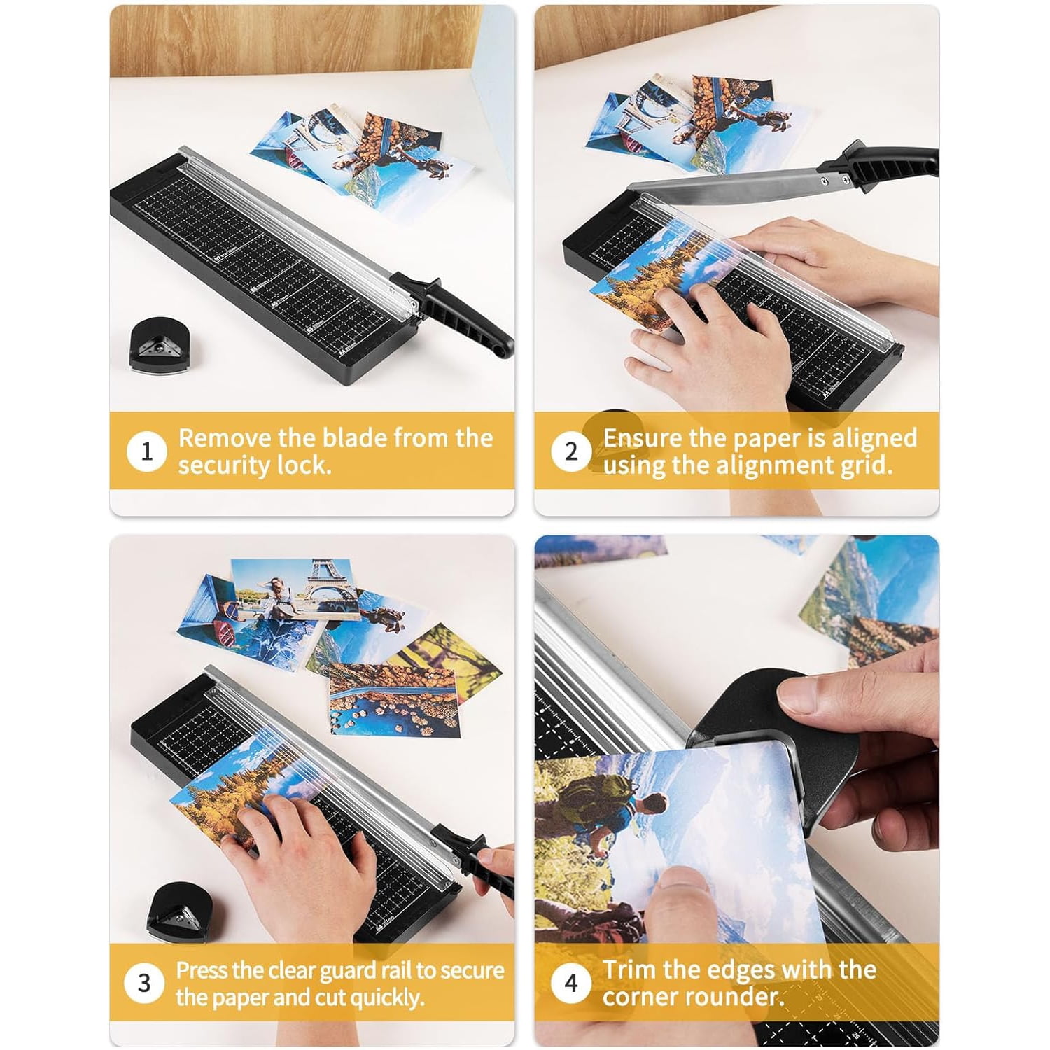 Paper Cutter 12 Inch, Guillotine Paper Cutter with 8 Sheet Capacity, Heavy Duty Paper Cutter for Cardstock, Paper Trimmer for Crafting, Classroom and Office