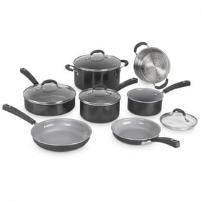 Thyme & Table 12-Piece Nonstick Cookware Set, Silver and Navy - Walmart