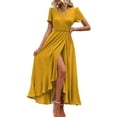 thumbnail image 1 of Vestido PRETTYGARDEN Boho Floral Cruzado Maxi Cúrcuma XXL, 1 of 8